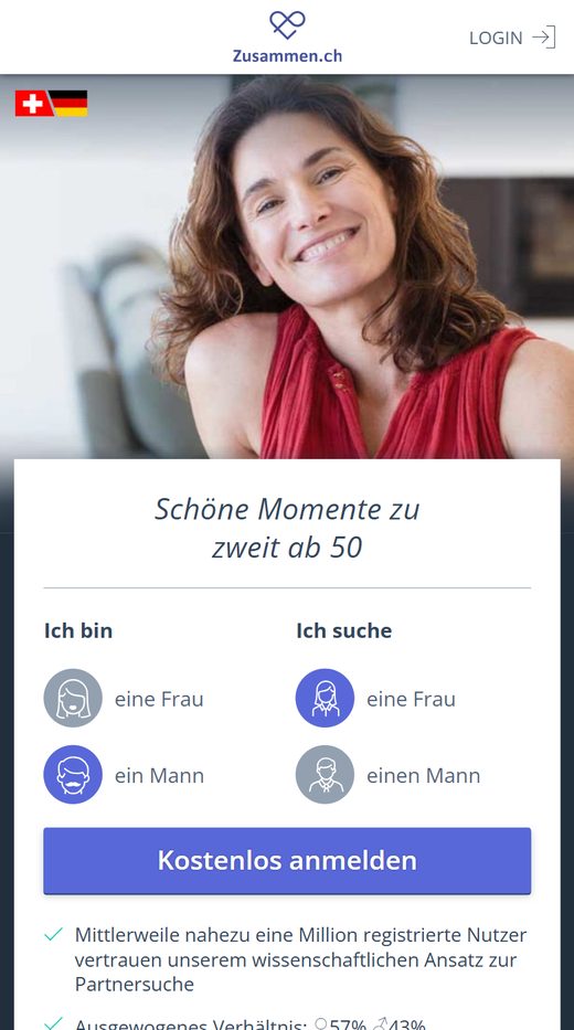 Anmeldung bei Zusammen.ch auf dem Smartphone