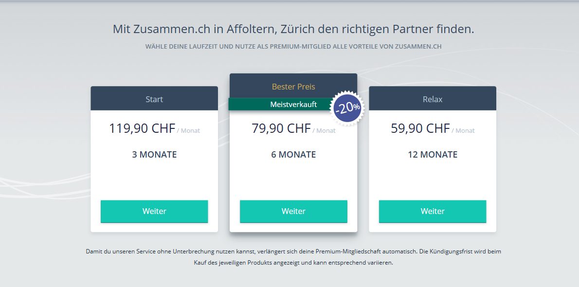 Die drei Premium-Laufzeiten von Zusammen.ch