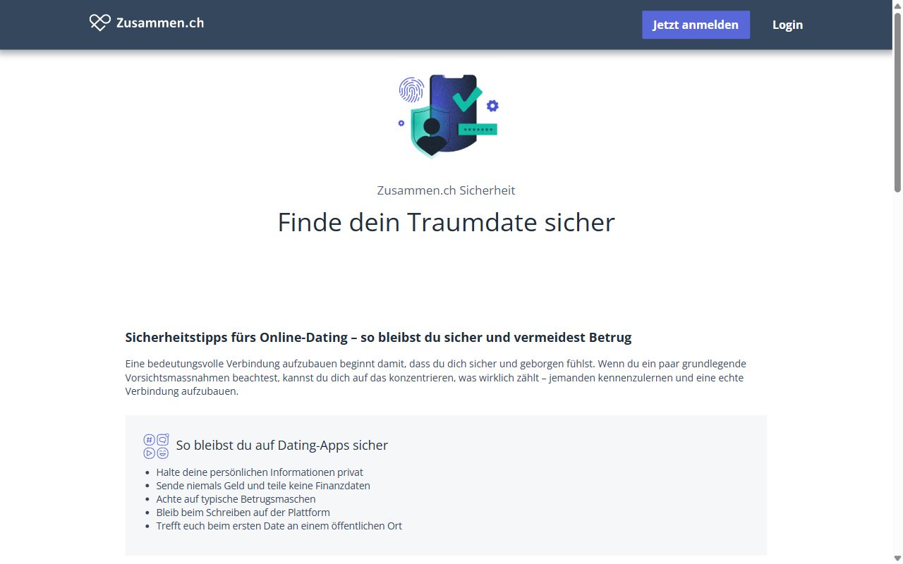 Sicherheitsseite von Zusammen.ch