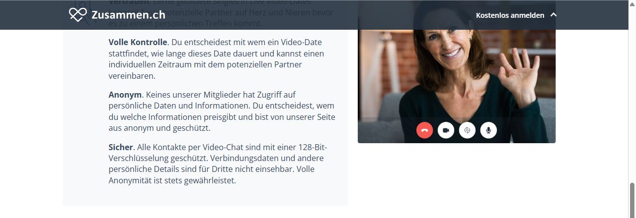 Abschnitt Video-Date auf zusammen.ch